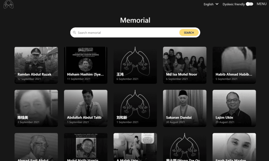 The Covid-19 Memorial Malaysia website