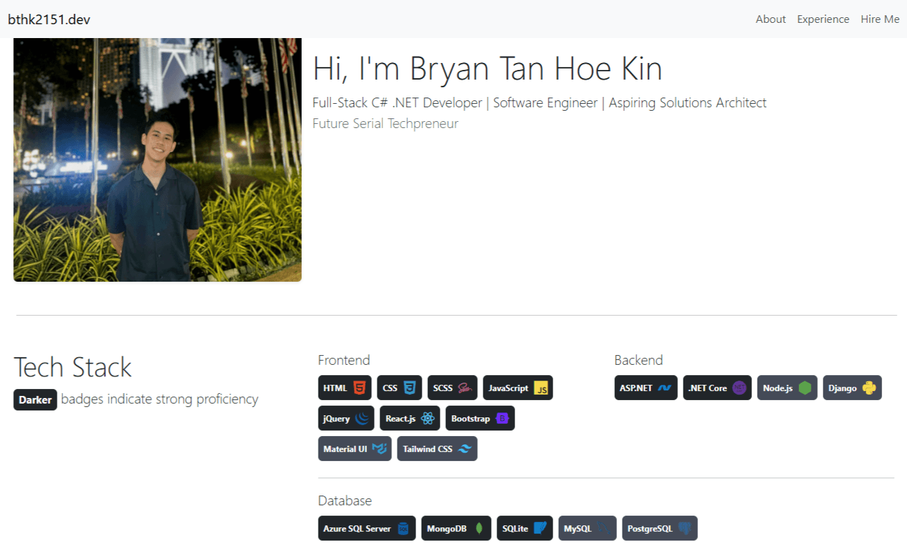 The original portfolio website before its single-page redesign